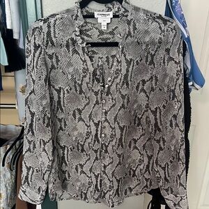 Express Black and White Long Sleeve Button Down Shirt